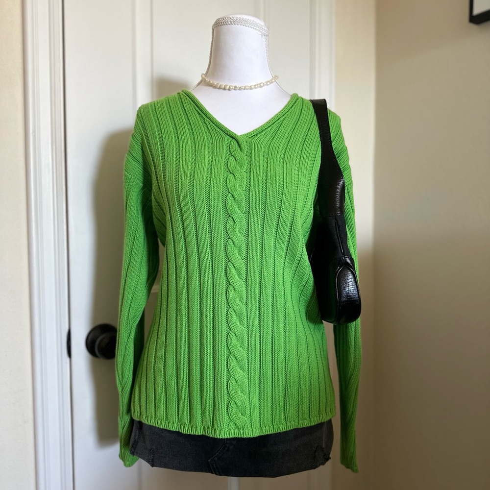 United Colors Of Benetton Bright Green V-Neck Sweater